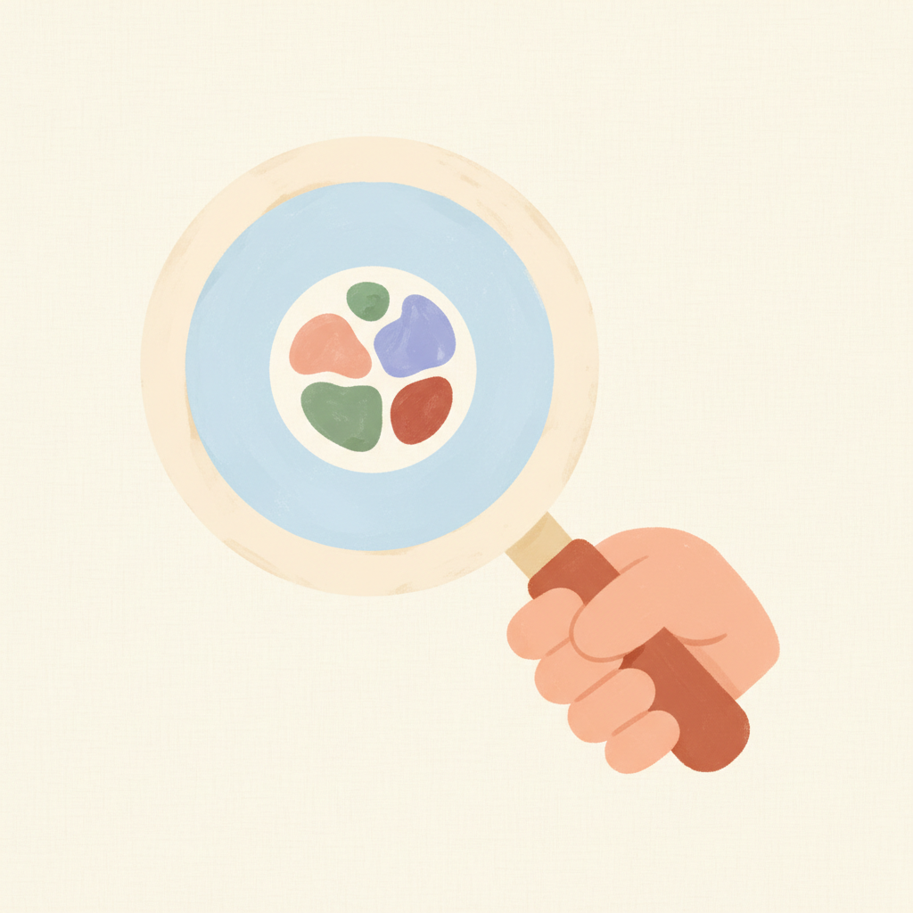 Una lente d'ingrandimento esamina con cura una piccola icona di app